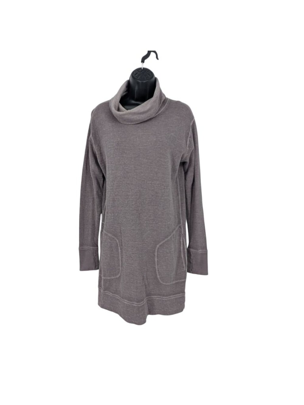 Athleta Cowl Neck Tunic Sweatshirt Cozy Minimalist Athleisure Neutral Soft Small